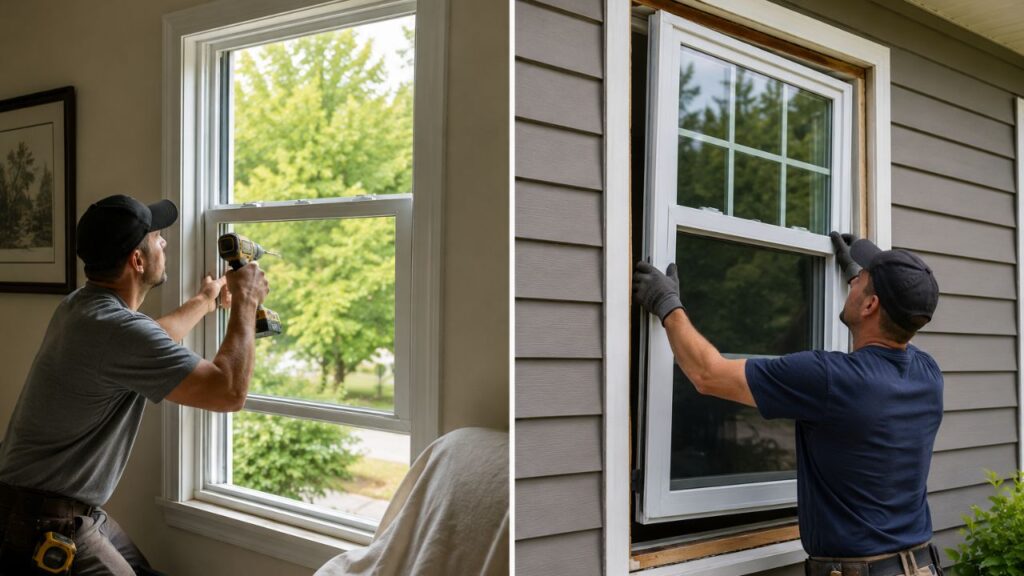 do you install replacement windows from the inside or outside?